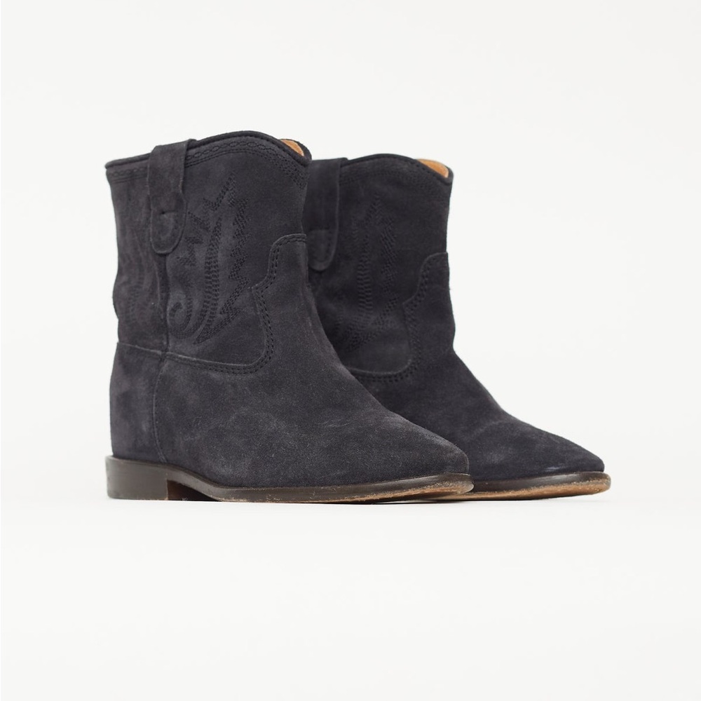 Isabel Marant Navy Suede Ankle Cowboy Boot 37